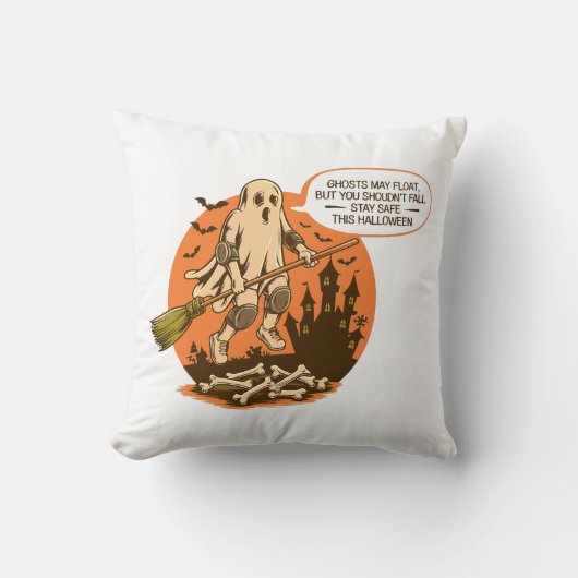 レトロハロウィーン幽霊の安全性 – ステイ・セーフ クッション (正面)