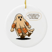 レトロハロウィーン幽霊の安全性 – ステイ・セーフ セラミックオーナメント (裏面)
