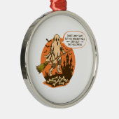 レトロハロウィーン幽霊の安全性 – ステイ・セーフ メタルオーナメント (右)