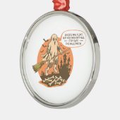 レトロハロウィーン幽霊の安全性 – ステイ・セーフ メタルオーナメント (左)