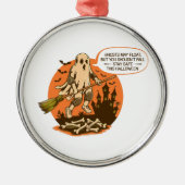 レトロハロウィーン幽霊の安全性 – ステイ・セーフ メタルオーナメント (正面)