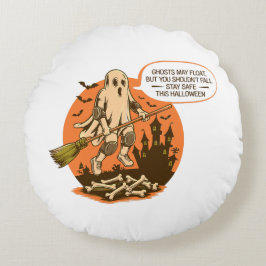 レトロハロウィーン幽霊の安全性 – ステイ・セーフ ラウンドクッション