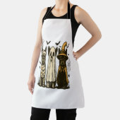 レトロハロウィーン幽霊フランスのブルドッグゴシックPng エプロン (インサイチュ)
