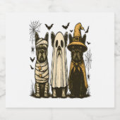 レトロハロウィーン幽霊フランスのブルドッグゴシックPng スパークリングワインラベル (シングルラベル)