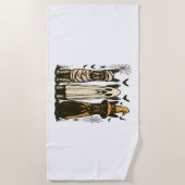 レトロハロウィーン幽霊フランスのブルドッグゴシックPng ビーチタオル (正面)