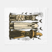 レトロハロウィーン幽霊フランスのブルドッグゴシックPng フリースブランケット (正面(横))