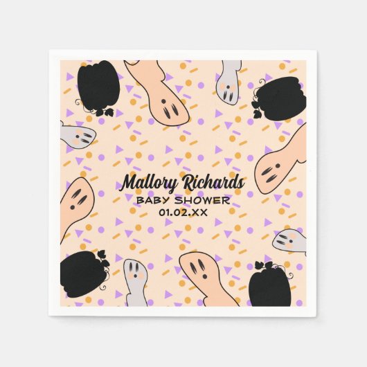 レトロハロウィーン幽霊私たちの小さなブベイビーシャワー スタンダードカクテルナプキン (正面)