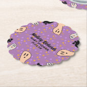 レトロハロウィーン幽霊私たちの小さなブベイビーシャワー ペーパーコースター (アングル)