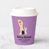 レトロハロウィーン幽霊私たちの小さなブベイビーシャワー 紙コップ (正面)