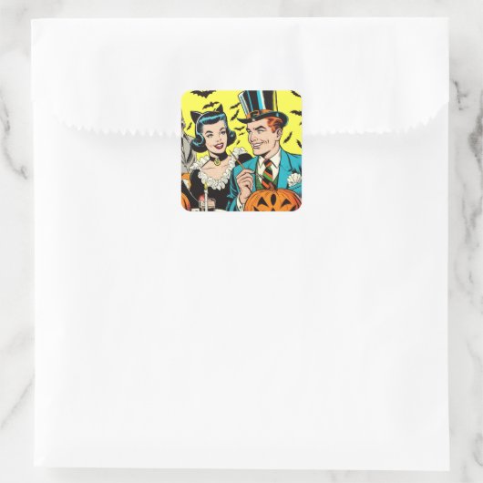 レトロハロウィーン漫画 スクエアシール (バッグ)