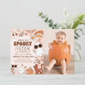 レトロハロウィーン誕生日フォト招待状 招待状 (スタンド正面)