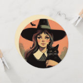 レトロハロウィーン魔女と黒猫 カード (正面/裏面インサイチュ)