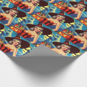 レトロハロウィーン魔女ピンアップ ラッピングペーパー (角)