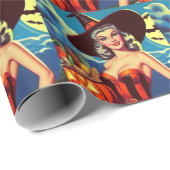 レトロハロウィーン魔女ピンアップ ラッピングペーパー (ロールコーナー)