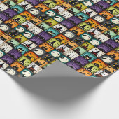 レトロハロウィーン：世紀中頃の不気味な ラッピングペーパー (角)