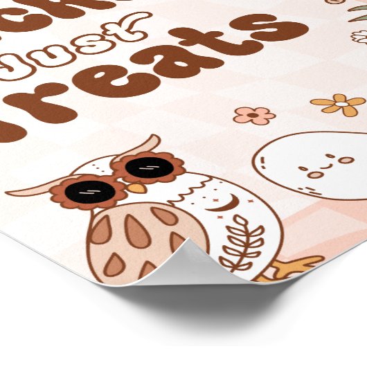 レトロハローウィンパーティNoトリックJust Treatesサイン ポスター (角)