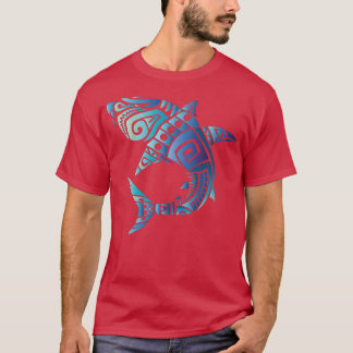 レトロハワイアンサマーブルートライバルシャークメンズ Tシャツ