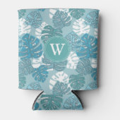 レトロハワイアンモンステラリーフサマーブルース 缶クーラー (正面)