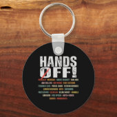 レトロハンズオフ抗議パブリックランズメディケアPatr キーホルダー (正面)