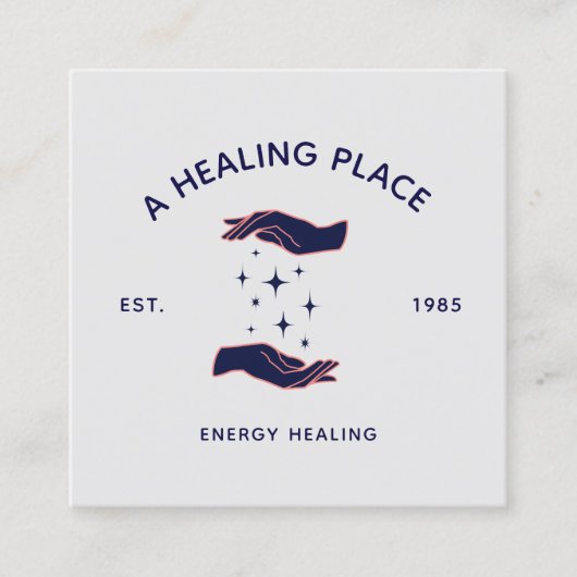 レトロハンズ霊気開業医エネルギー療法 スクエア名刺 (正面)