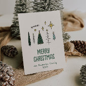 レトロハンドグ絵を描ロン描グのクリスマスツリー シーズンカード