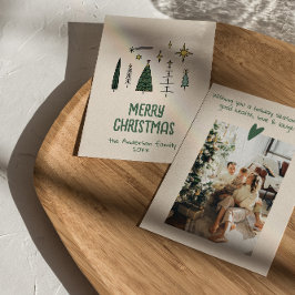 レトロハンドグ絵を描ロン描グのクリスマスツリー シーズンカード