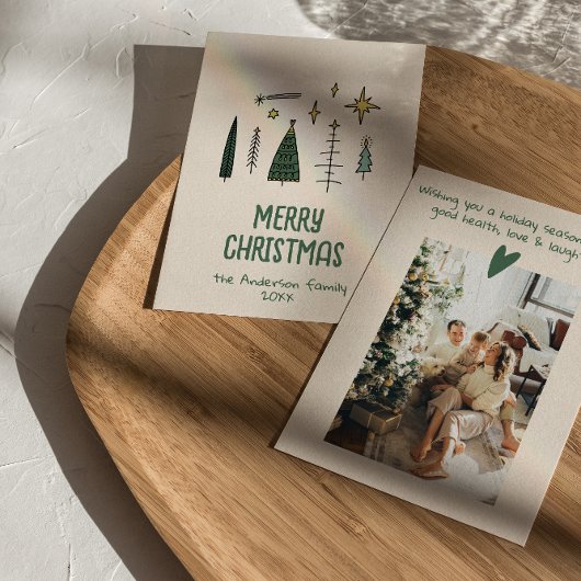 レトロハンドグ絵を描ロン描グのクリスマスツリー シーズンカード