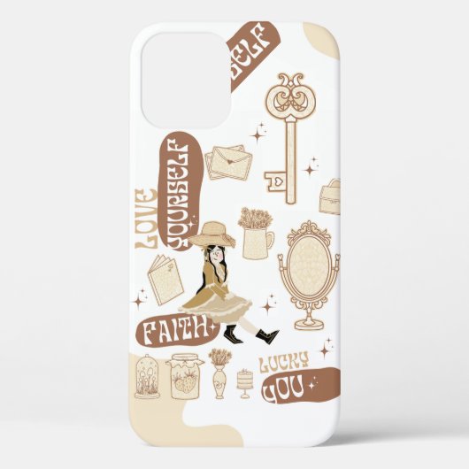 レトロハンドドロッドコテージコアコラージフォンケース Case-Mate iPhoneケース (裏面)