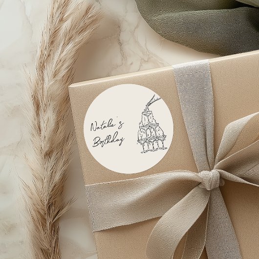 レトロハンドドロッドシャンパンタワーバースデーパーティー ラウンドシール