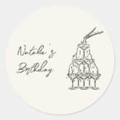 レトロハンドドロッドシャンパンタワーバースデーパーティー ラウンドシール (正面)