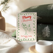 レトロハンドドローおもしろいサンタシャンパンクリスマス シーズンカード