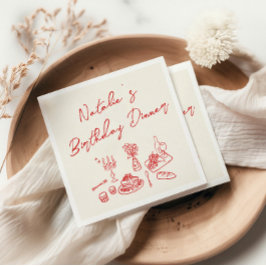 レトロハンドドローおもしろい誕生日ミルストーンディナー スタンダードカクテルナプキン