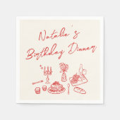 レトロハンドドローおもしろい誕生日ミルストーンディナー スタンダードカクテルナプキン (正面)