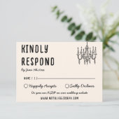 レトロハンドドローはっきりしたド予測できなモダン結婚ズ 出欠カード (スタンド正面)