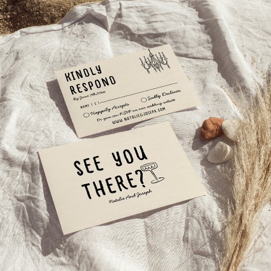 レトロハンドドローはっきりしたド予測できなモダン結婚ズ 出欠カード