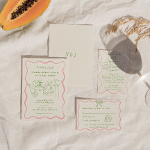 レトロハンドドローカラフルドファンキーモダン結婚ズ