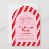 レトロハンドドロークリスマスパーティの招待状 招待状 (正面)