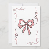 レトロハンドドローコケットピンクボウ赤ちゃんシャワー 招待状 (裏面)