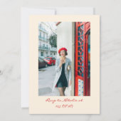 レトロハンドドローコケット誕生日ディナーフォト 招待状 (裏面)