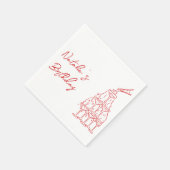 レトロハンドドローシャンパングラスタワー誕生日 スタンダードカクテルナプキン (角)