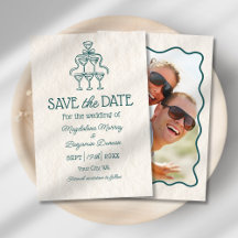 レトロハンドドローシャンパンタワーフォト結婚ズ