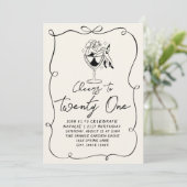 レトロハンドドローボウ21stフォトバースデーパーティー 招待状 (スタンド正面)