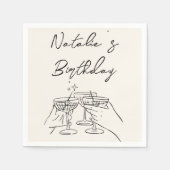 レトロハンドドローマルティニ30マイルストン誕生日 スタンダードカクテルナプキン (正面)