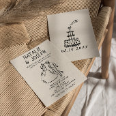 レトロハンドドロー予測できなドスユニーク結婚ズ 招待状