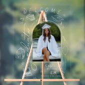 レトロハンドドロー写真卒業へようこそ アクリルサイン (ニュートラル)