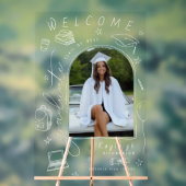 レトロハンドドロー写真卒業へようこそ アクリルサイン (ニュートラル)