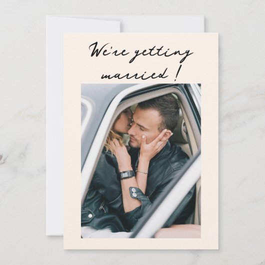 レトロハンドドロー書ドおもしろい予測できな写真結婚の 招待状 (裏面)