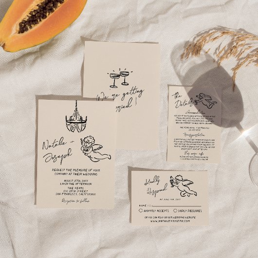 レトロハンドドロー書ドキュピ予測できなッ結婚ド 招待状