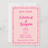 レトロハンドドロー書ド予測できなカラフルドの結婚値 セーブザデート (正面)