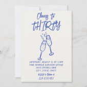 レトロハンドドロー30応援へフォト誕生日 招待状 (正面)